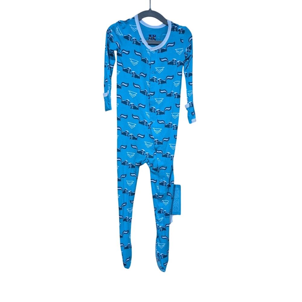 Kickee Pants Print Footie Confetti Skunk‎ 3T NEW Bamboo Pjs